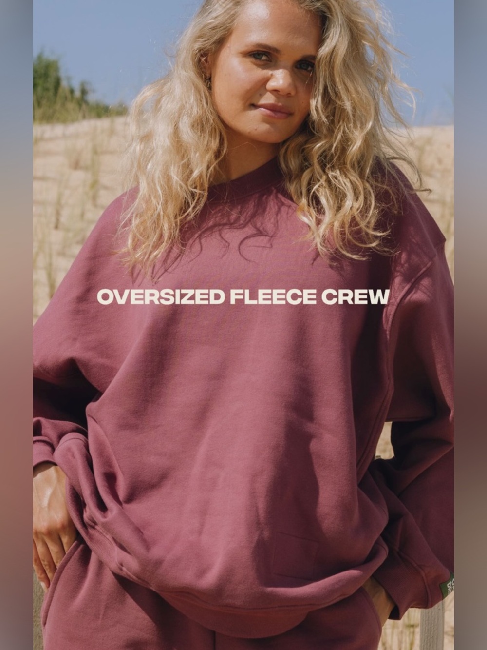 Daily Drills Oversized Fleece Crew — wine